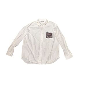 Roberto Cavalli Italian size 58  white button down shirt with vampire motif